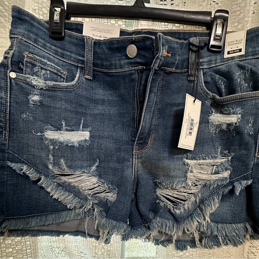 Judy Blue Distressed Jean Shorts - Blue